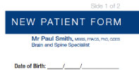 New Patient Form - Patients can download and complete the New Patient Form prior to their first appointment with Mr Paul Smith